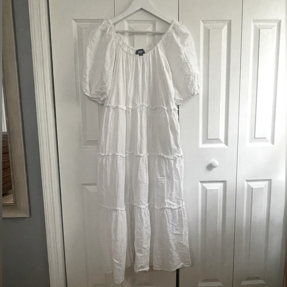White Eyelet Midi Dress